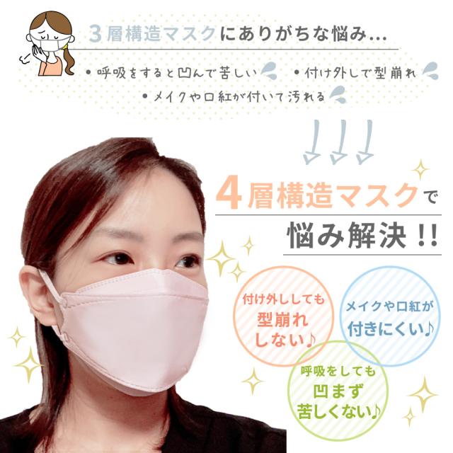 ファッションフィットマスク 5枚 血色カラーセット RUDDY COLOR 高機能99%カット | 使い捨て 柳型 立体マスク 4層構造 飛沫 花粉 PM2.5 おしゃれ 血色 くすみ