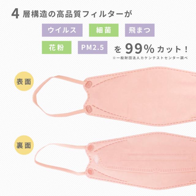 ファッションフィットマスク 5枚 血色カラーセット RUDDY COLOR 高機能99%カット | 使い捨て 柳型 立体マスク 4層構造 飛沫 花粉 PM2.5 おしゃれ 血色 くすみ