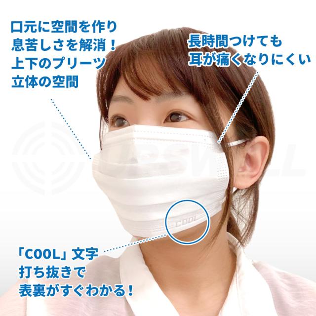 高機能99%カット 冷感不織布マスク ふつうサイズ ホワイト 100枚入 | 接触冷感 ウイルス 飛沫 対策 男女兼用 大人用 白 花粉 3層構造 風邪 PM2.5 夏