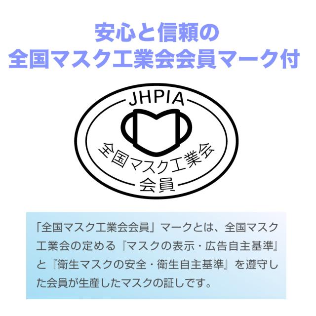 安心と信頼の全国マスク工業会会員マーク付き|サージカルマスク ふつうサイズ 個包装
