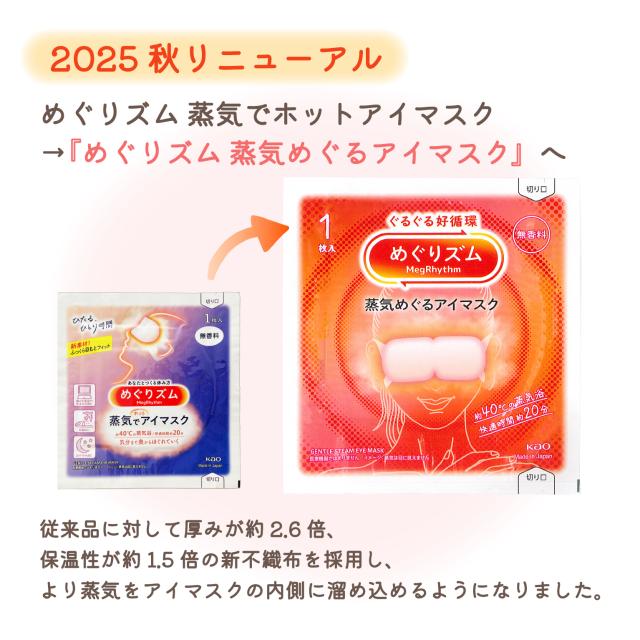めぐりズム 蒸気でめぐるアイマスク 無香料 花王 ほっこり じんわり リラックス 温める 目元 休憩