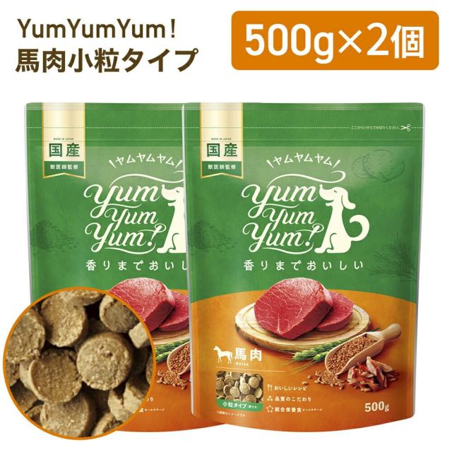 yumyumyum ドッグフード ドライ 犬用 馬肉 500g 2個セット 国産 無添加 カリカリ 国産原材料