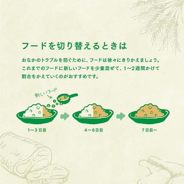 フードを切り替える時は徐々に切り替えましょう yumyumyum ドッグフード ドライ 犬用 国産 無添加