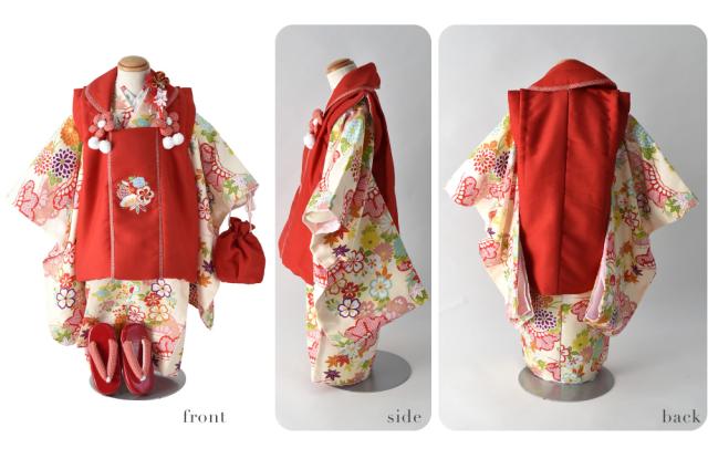 七五三 着物 3歳 フルセット 販売 袷用 小町kids 被布セット 着付け
