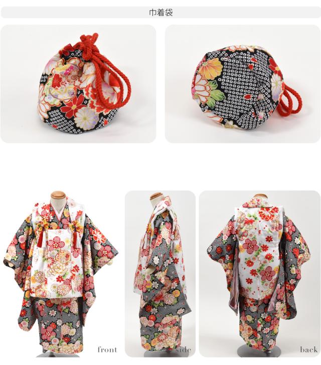 新品 被布セット 七五三 女児 きもの 襦袢 巾着 草履　女児　3歳　着付けＤＶＤサービス　A11135 七五三 3歳 紫 着物・被布・襦袢・草履・髪飾り・巾着セット 七五三