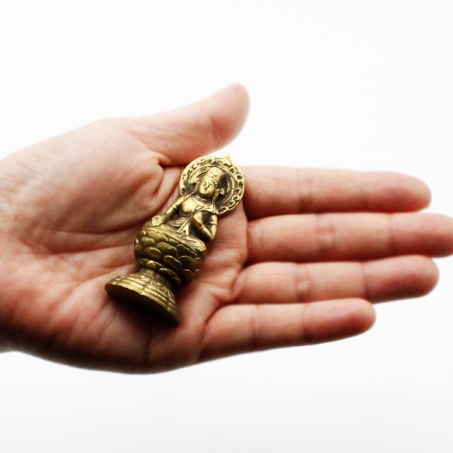 古美金色メッキの千手観音様の置物