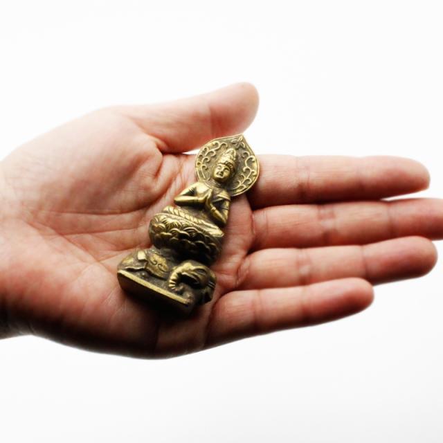 古美金色メッキの普賢菩薩様の置物