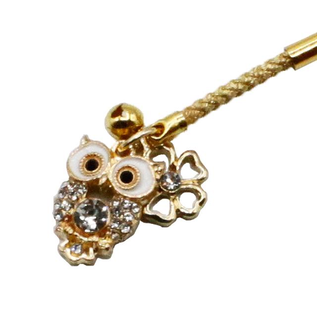 梟 フクロウ 桜ストラップ キーホルダー