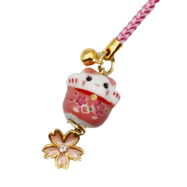 招き猫 桜 お守りストラップ