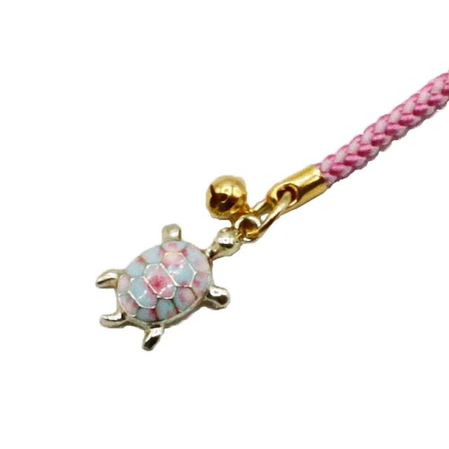 金亀と桜のストラップ キーホルダー