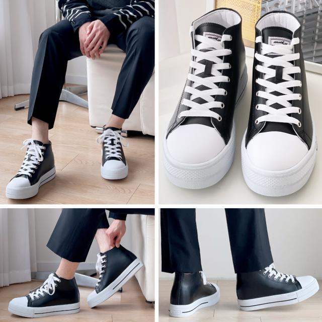 シークレットシューズ 9cmアップ シークレットスニーカー 本革 男女兼用 ハイカット 22.0cm〜 kk2-110