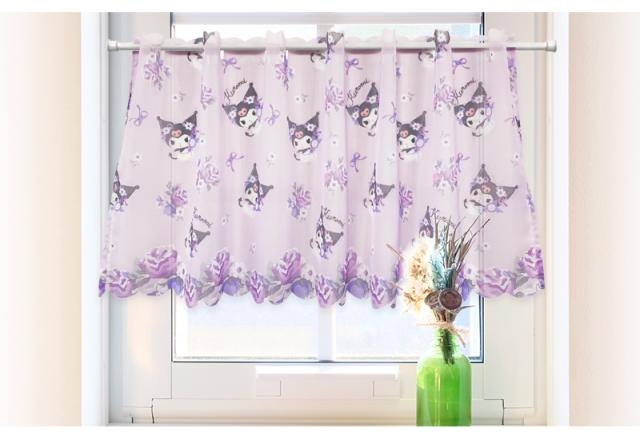 カーテン カフェカーテン キッチンカーテン 小窓カーテン 小窓用 ミニカーテン シアーカーテン オーガンジー 透け感 シアー素材 目隠し インテリア かわいい おしゃれ サンリオキャラクター Kitty Mymelody Cinnamoroll Kuromi ハローキティ マイメロディ シナモロール クロミ sanrio