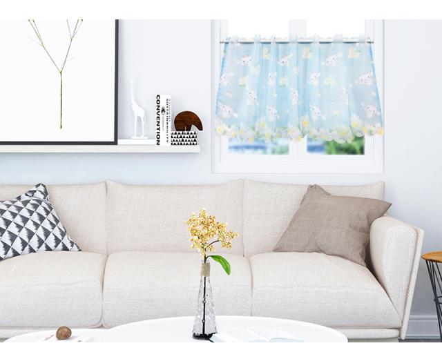 カーテン カフェカーテン キッチンカーテン 小窓カーテン 小窓用 ミニカーテン シアーカーテン オーガンジー 透け感 シアー素材 目隠し インテリア かわいい おしゃれ サンリオキャラクター Kitty Mymelody Cinnamoroll Kuromi ハローキティ マイメロディ シナモロール クロミ sanrio