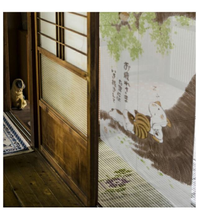 暖簾 norenn メッセージ暖簾 カーテン タペストリー 間仕切り 和柄 和風 癒し ねこ にゃんこ かわいい ひろとも JAPANESE NIPPON 国産