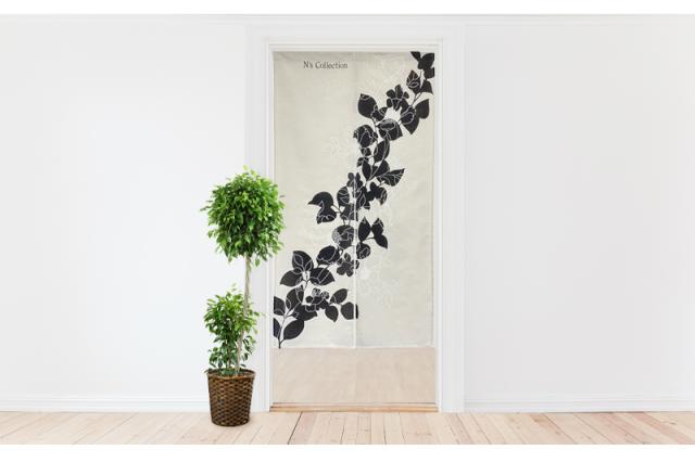 暖簾 norenn カーテン 間仕切り 仕切りカーテン スクリーン タペストリー 目隠し 和風暖簾 和風 和柄 和室 和モダン モダン フラワー柄 花柄 シルエットフラワー レトロ ナチュラル 国産 可愛い 大人 モダン シック ニュアンス ラインフラワー モノトーン シルエット 白黒 アンティーク ヴィンテージ