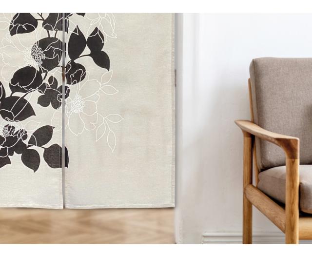 暖簾 norenn カーテン 間仕切り 仕切りカーテン スクリーン タペストリー 目隠し 和風暖簾 和風 和柄 和室 和モダン モダン フラワー柄 花柄 シルエットフラワー レトロ ナチュラル 国産 可愛い 大人 モダン シック ニュアンス ラインフラワー モノトーン シルエット 白黒 アンティーク ヴィンテージ