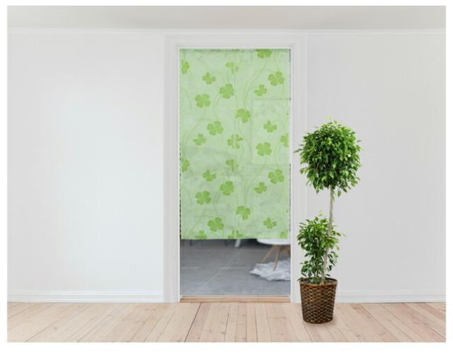 暖簾 のれん norenn 間仕切り カーテン タペストリー 防炎 防炎加工 防炎機能 四つ葉のクローバー 四つ葉 クローバー柄 シンプル 老人ホーム 高齢者施設