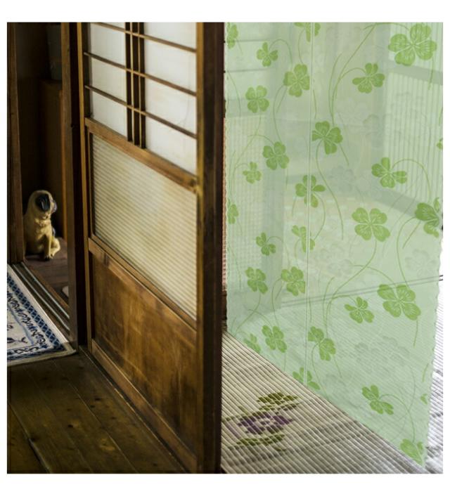 暖簾 のれん norenn 間仕切り カーテン タペストリー 防炎 防炎加工 防炎機能 四つ葉のクローバー 四つ葉 クローバー柄 シンプル 老人ホーム 高齢者施設