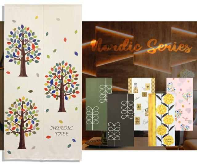 暖簾 norenn カーテン 間仕切り タペストリー 目隠し インテリア 北欧 洋風 北欧風 ノルディック かわいい モダン シンプル リーフ ツリー ハート ナチュラル ボタニカル ロング 170cm丈