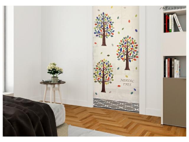 暖簾 norenn カーテン 間仕切り タペストリー 目隠し インテリア 北欧 洋風 北欧風 ノルディック かわいい モダン シンプル リーフ ツリー ハート ナチュラル ボタニカル ロング 170cm丈