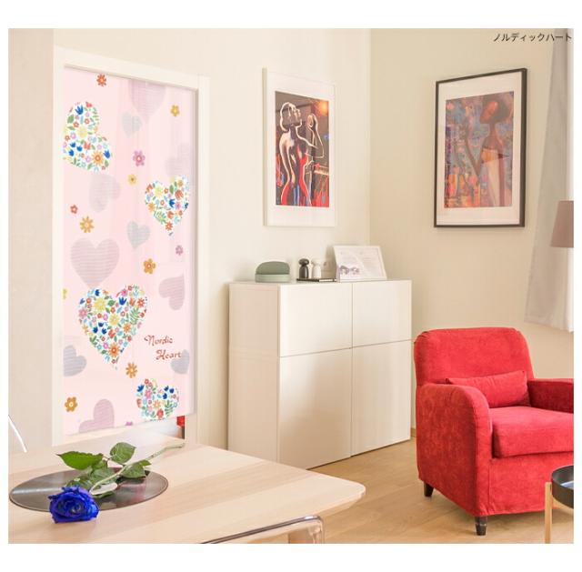 暖簾 norenn カーテン 間仕切り タペストリー 目隠し インテリア 北欧 洋風 北欧風 ノルディック かわいい モダン シンプル リーフ ツリー ハート ナチュラル ボタニカル ロング 170cm丈