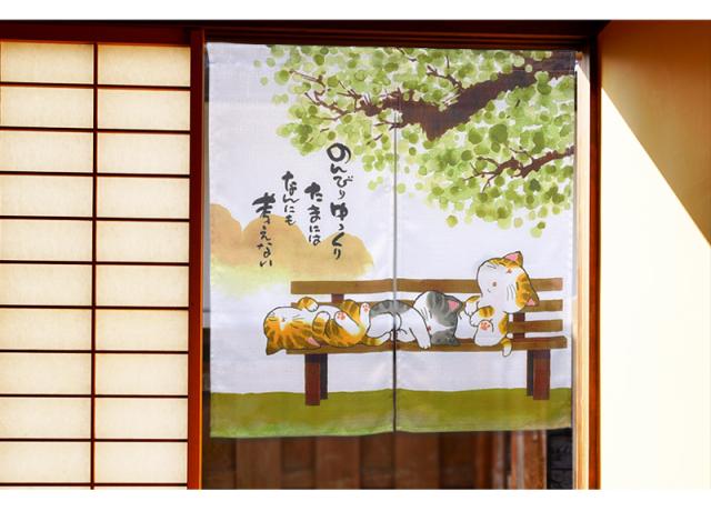 暖簾 norenn カーテン 間仕切り 仕切りカーテン メッセージ暖簾 タペストリー スクリーン 目隠し 子供部屋 かわいい 癒し ねこ ネコ 動物 アニマル にゃんこ ハチワレ メッセージ付き かわいい カジュアル ポップ ナチュラル