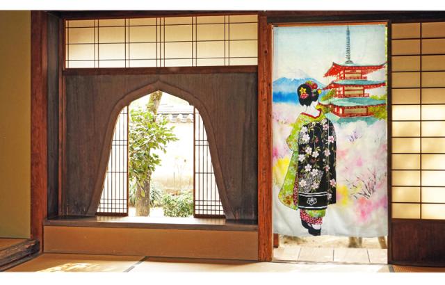 暖簾 norenn カーテン 間仕切り 仕切りカーテン タペストリー スクリーン 目隠し 和風暖簾 和風 和柄 和室 和モダン 京文化 芸者 芸妓 着物 富士 春 桜 日本の春 季節 だらり帯 五重塔 世界遺産 文化遺産 Mt.Fuji GEISHA MAIKO NIPPON JAPAN