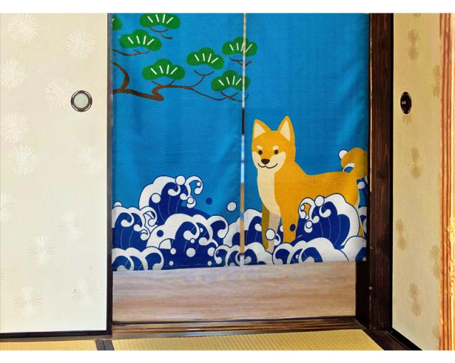 暖簾 norenn カーテン 間仕切り 仕切りカーテン タペストリー スクリーン 目隠し 仕切り 白波 荒波 日本海 富士山 世界遺産 Mt.Fuji 日の丸 ニッポン インバウンド SHIBAINU 犬 初日の出
