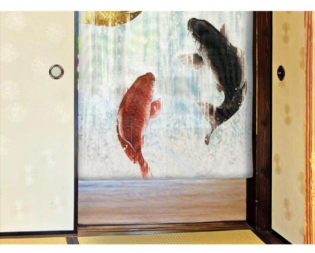 暖簾 norenn カーテン 間仕切り 仕切りカーテン タペストリー スクリーン 目隠し 仕切り 刀剣 戦国武将 武士 戦士 インバウンド 日本 将軍 侍 歴史 戦国時代 家紋 モノトーン