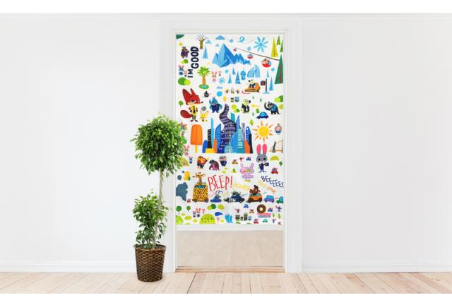 暖簾 norenn カーテン 間仕切り 仕切りカーテン ギフト 贈り物 タペストリー スクリーン 目隠し ディズニー ジュディ ニック ウォルトディズニー ズートピア2 動物 子供部屋 キッズ家具