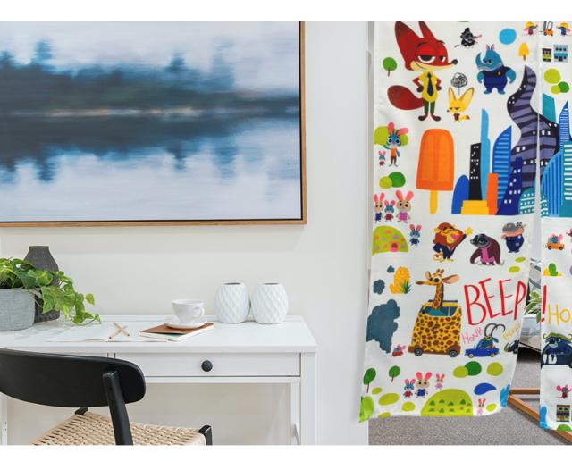 暖簾 norenn カーテン 間仕切り 仕切りカーテン ギフト 贈り物 タペストリー スクリーン 目隠し ディズニー ジュディ ニック ウォルトディズニー ズートピア2 動物 子供部屋 キッズ家具