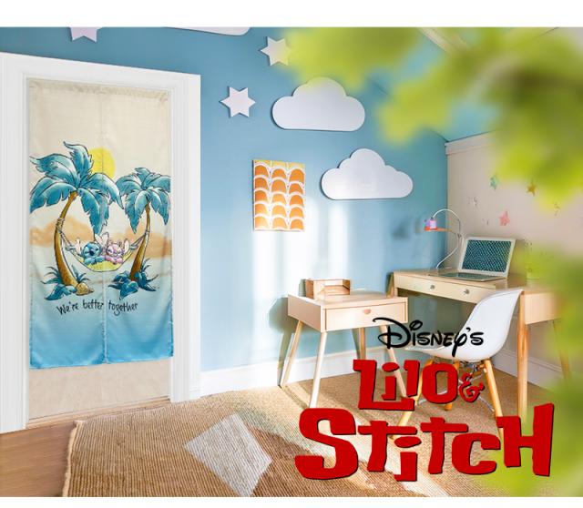 暖簾 norenn カーテン 間仕切り 仕切りカーテン ギフト 贈り物 タペストリー スクリーン 目隠し ディズニー スティッチ Stitch エンジェル ウォルトディズニー 子供部屋 キッズ家具