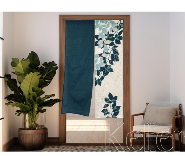 暖簾 norenn カーテン 間仕切り 仕切りカーテン スクリーン タペストリー 目隠し 洋室 北欧 リーフ 葉 ボタニカル ナチュラル ボタニック リーフ柄 おしゃれ シンプル かわいい