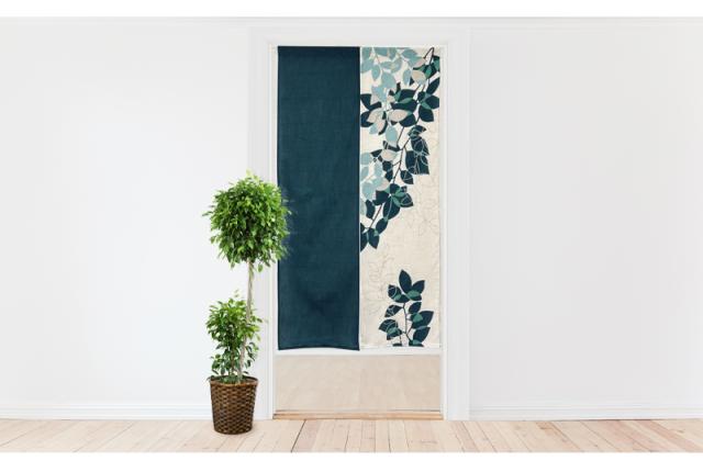 暖簾 norenn カーテン 間仕切り 仕切りカーテン スクリーン タペストリー 目隠し 洋室 北欧 リーフ 葉 ボタニカル ナチュラル ボタニック リーフ柄 おしゃれ シンプル かわいい