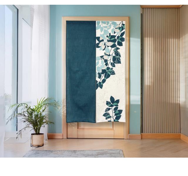 暖簾 norenn カーテン 間仕切り 仕切りカーテン スクリーン タペストリー 目隠し 洋室 北欧 リーフ 葉 ボタニカル ナチュラル ボタニック リーフ柄 おしゃれ シンプル かわいい