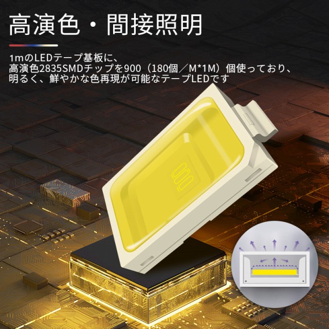 LEDテープライト 1m 2m 切断可能 二列式 100v 家庭用AC