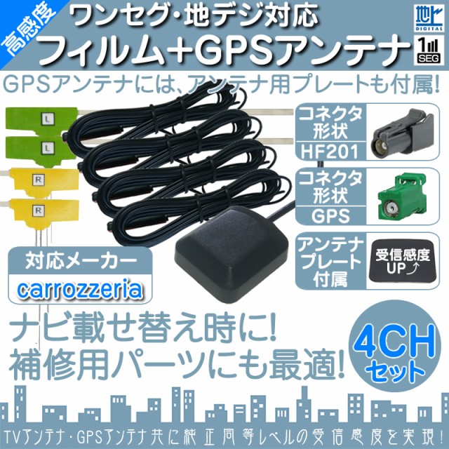 AVIC-RL900 AVIC-RW900 AVIC-RZ900 他対応 地デジ フルセグ フィルムアンテナ HF201 4本 + GPSアンテナ  セの通販はau PAY マーケット - 良品本舗 ONEUP | au PAY マーケット－通販サイト