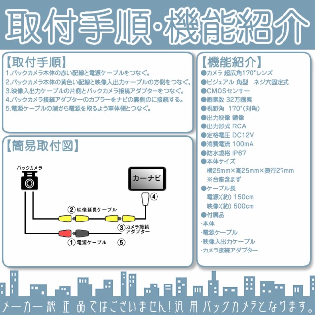 NSZN-W64T NSZT-W64 NSCP-W64 バックカメラ 車載カメラ ボルト固定 高画質 軽量 CMOSセンサーの通販はau PAY  マーケット - 良品本舗 ONEUP | au PAY マーケット－通販サイト