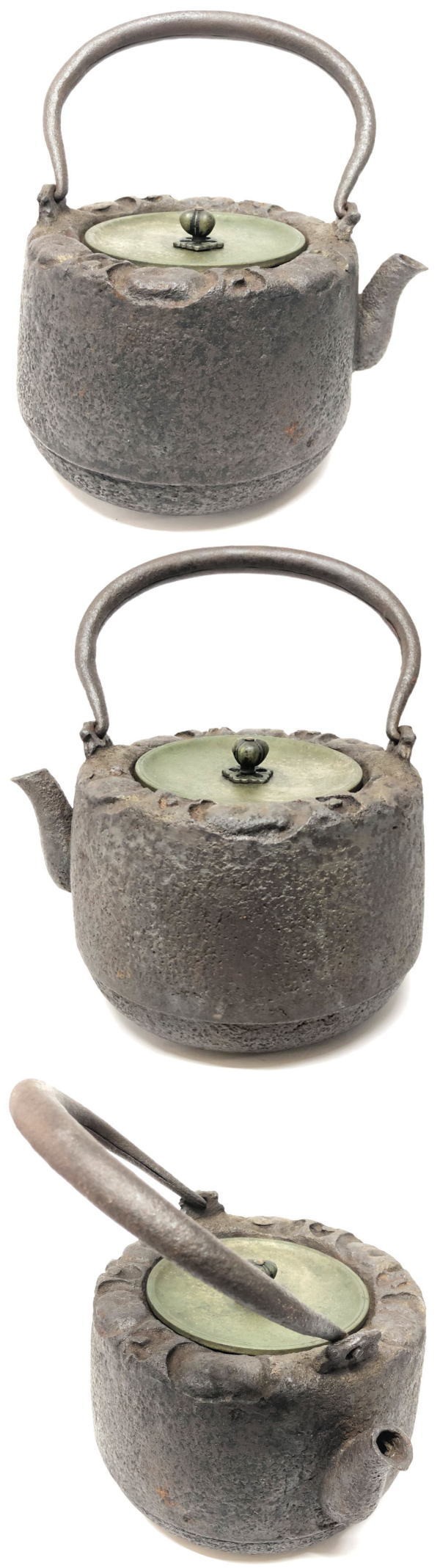 送料無料】 鉄瓶 急須 唐銅蓋 銅摘 茶壺 湯沸 修復なし 稀少