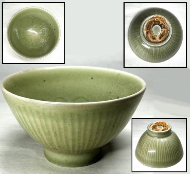 送料無料】宋時代 龍泉窯青磁茶碗 無傷 時代品 伝世品焼物 歴史