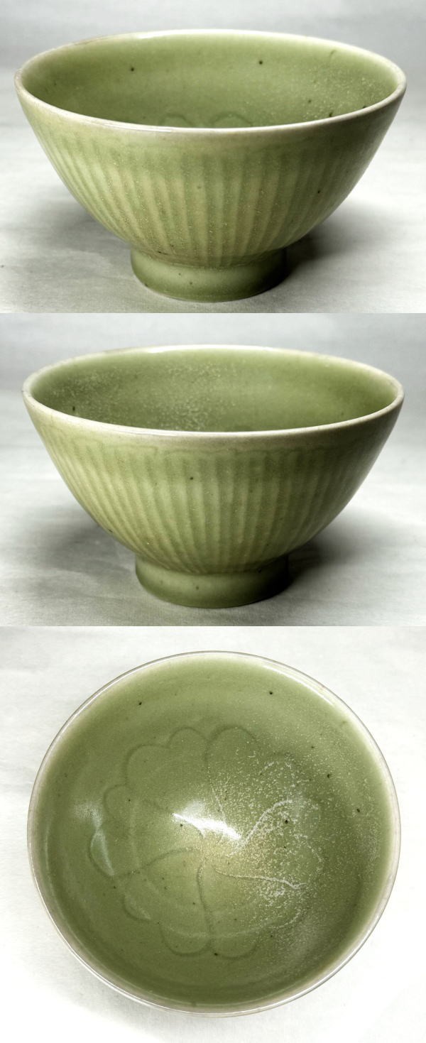 送料無料】宋時代 龍泉窯青磁茶碗 無傷 時代品 伝世品焼物 歴史