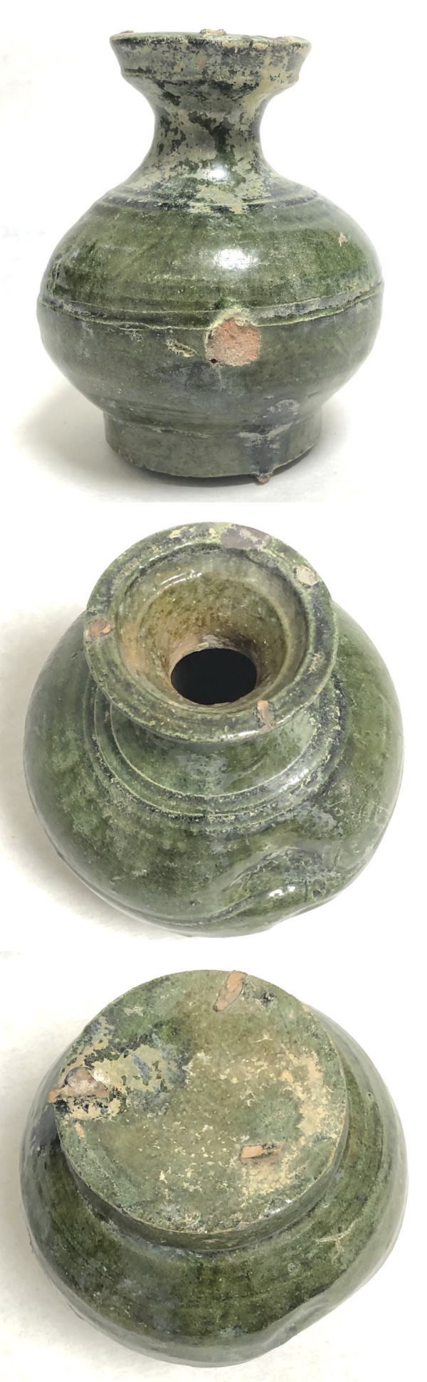 送料無料】中国・後漢時代 1世紀 漢緑釉 緑釉壷 伝世品焼物 保証