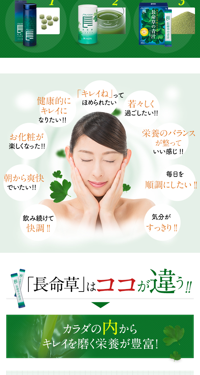 長命草の青汁　資生堂 長命草 ＜ドリンク＞N 3本｜サプリメント ・ 健康食品｜資生堂