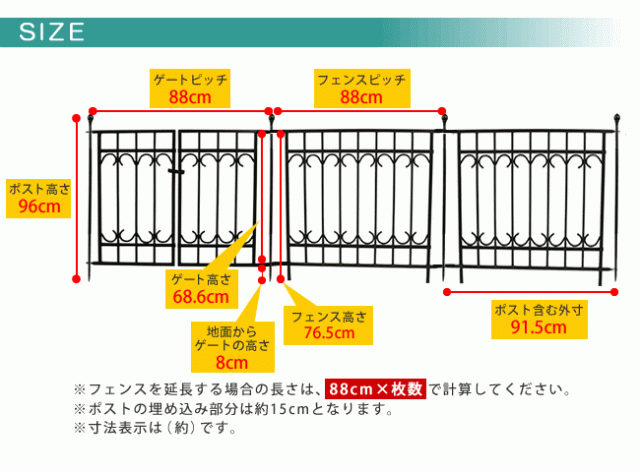 パークアベニューフェンス基本セット フェンス ゲート 扉 アイアン