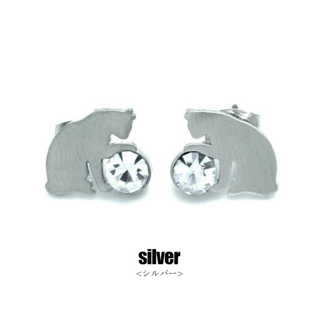ピアス 猫 ストーン