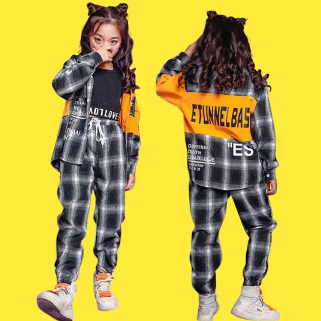キッズ ダンス 衣装 チェック セットアップ