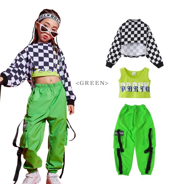 キッズ ダンス 衣装 ブロックチェック セットアップ 