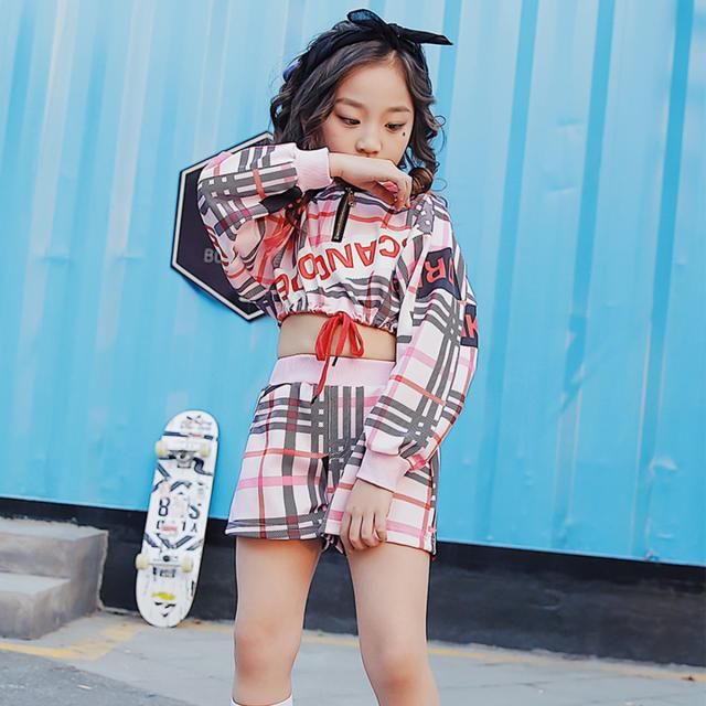子供 ダンス 衣装 ピンク チェック セットアップ