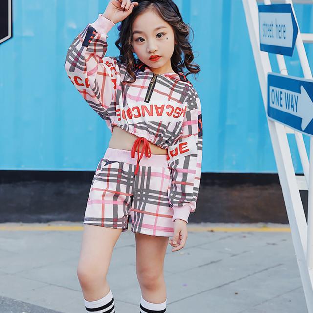 子供 ダンス 衣装 ピンク チェック セットアップ
