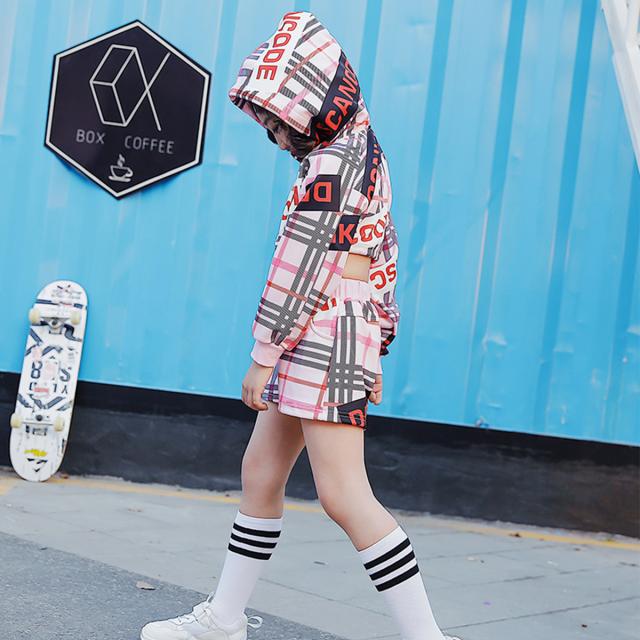 子供 ダンス 衣装 ピンク チェック セットアップ